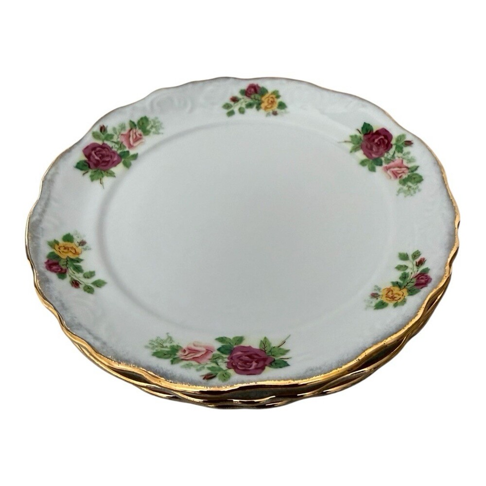 Vintage Floral China Set 20pc Plates Cups Gold Trim Roses Lot - Picture 6 of 16
